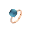 Ring · Bigli MINI SWEETY · met London Blue topaas, parelmoer en diamant (London Blue Lake)