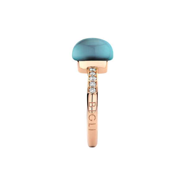 Ring · Bigli MINI SWEETY · met London Blue topaas, parelmoer en diamant (London Blue Lake)