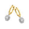 Oorbellen entourage bicolor geel-wit met 0.49ct diamant