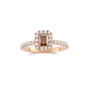 Ring entourage rosé goud met bruin en witte diamant