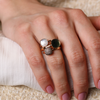 Ring small · Bigli MINI SWEETY · met rutielkwarts, witte parelmoer en diamant (Quartz Rutile Moonshine)