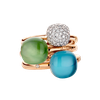 Ring · Bigli MINI SWEETY · met blauwe topaas, parelmoer en turkoois (Eclectic Blue)