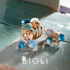 Ring · Bigli MINI SWEETY · met blauwe topaas, parelmoer en turkoois (Eclectic Blue)