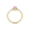 Ring solitaire geel goud met roze saffier en diamant