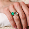 Ring · Bigli MINI SWEETY · met smaragd, bergkristal en parelmoer (Emerald Green)