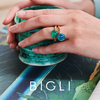 Ring · Bigli MINI SWEETY · met smaragd, bergkristal en parelmoer (Emerald Green)