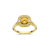 Ring vintage geel goud met citrine en diamant