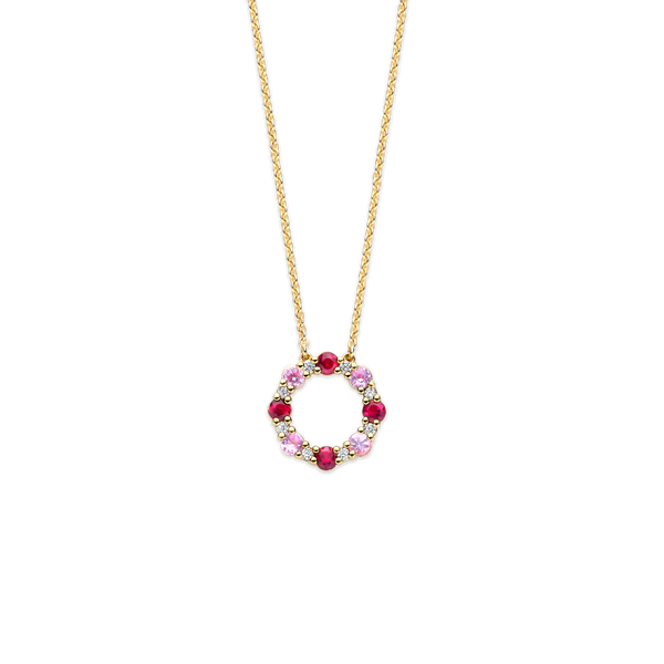 Halsketting · Vander Avort COLOURFUL · met saffier, robijn en diamant