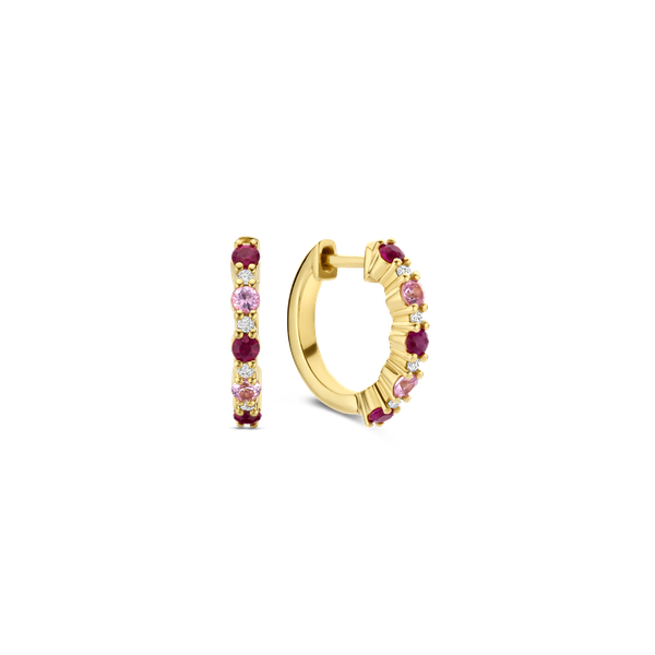 Oorbellen · Vander Avort COLOURFUL · met saffier, robijn en diamant