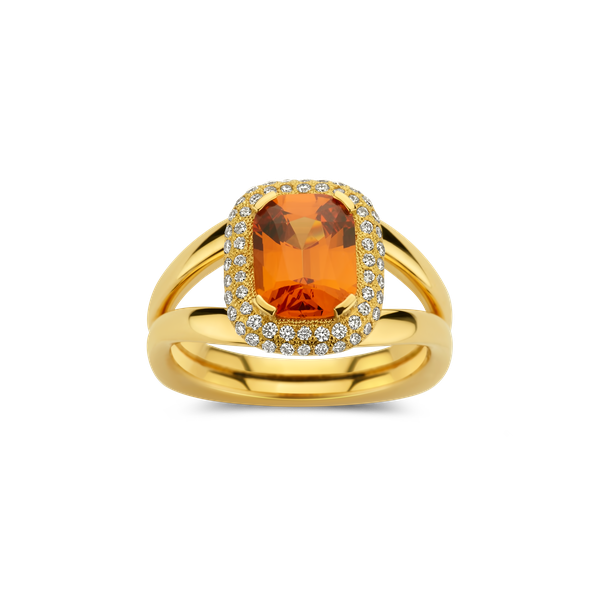 Ring · Vander Avort UNIQUE · met granaat spessartiet en diamant